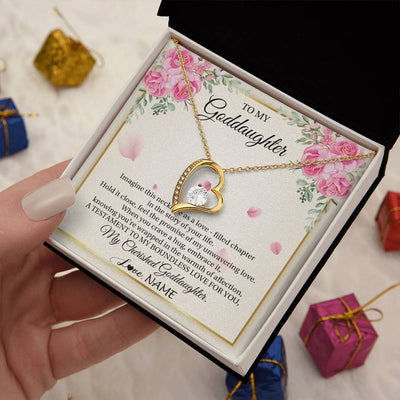 Forever Love Necklace 18K Yellow Gold Finish | 2 | Personalized To My Goddaughter From Aunt Imagine This Necklace As A Love Goddaughter Birthday Graduation Christmas Customized Gift Box Message Card | siriusteestore