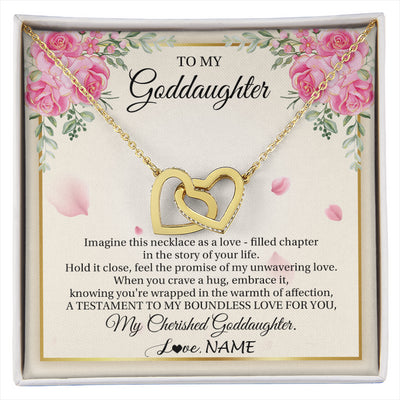 Interlocking Hearts Necklace 18K Yellow Gold Finish | 1 | Personalized To My Goddaughter From Aunt Imagine This Necklace As A Love Goddaughter Birthday Graduation Christmas Customized Gift Box Message Card | siriusteestore