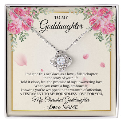 Love Knot Necklace 14K White Gold Finish | 1 | Personalized To My Goddaughter From Aunt Imagine This Necklace As A Love Goddaughter Birthday Graduation Christmas Customized Gift Box Message Card | siriusteestore