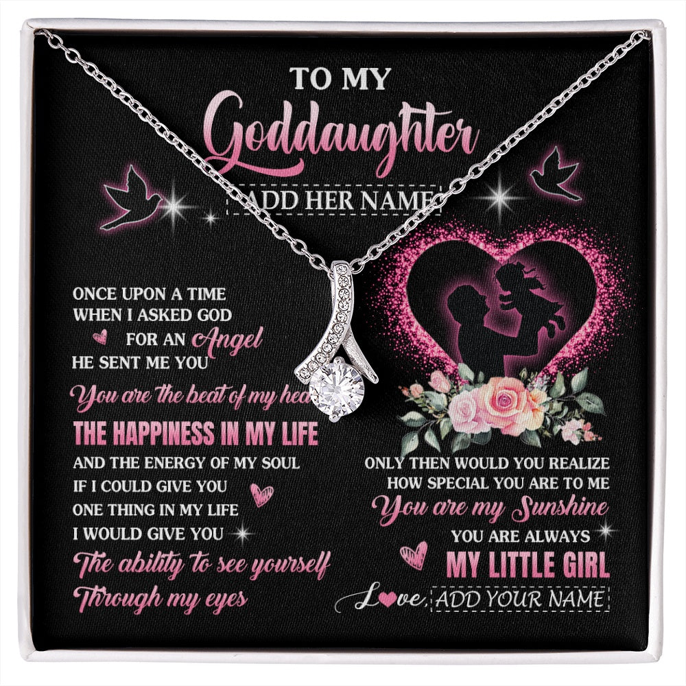 Alluring Beauty Necklace 14K White Gold Finish | 1 | Personalized To My Goddaughter From Godfather Necklace Once Upon A Time Birthday Graduation Gifts For Goddaughter Gifts Christmas Custom Gift Box Message Card | siriusteestore.myshopify