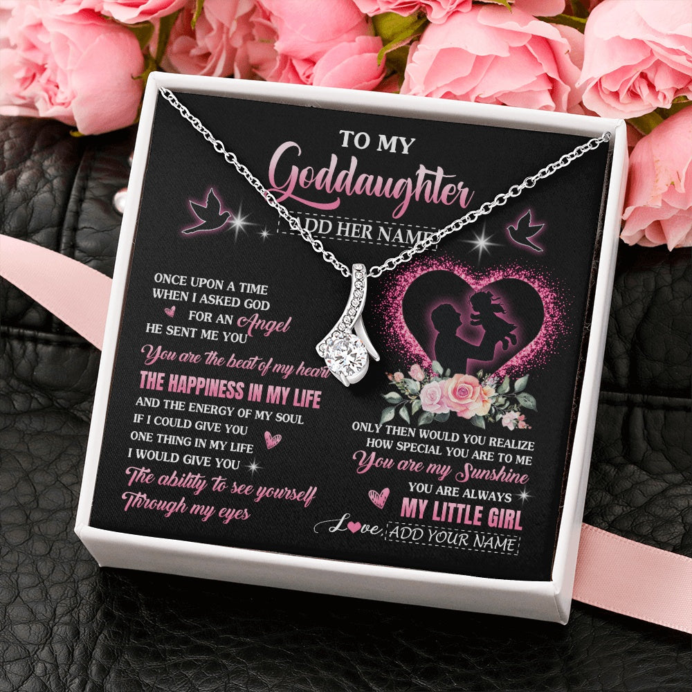 Alluring Beauty Necklace 14K White Gold Finish | 2 | Personalized To My Goddaughter From Godfather Necklace Once Upon A Time Birthday Graduation Gifts For Goddaughter Gifts Christmas Custom Gift Box Message Card | siriusteestore.myshopify