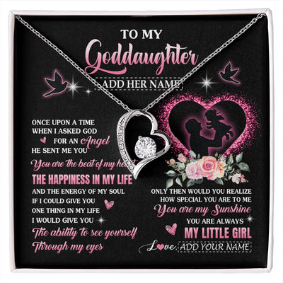 Forever Love Necklace 14K White Gold Finish | 1 | Personalized To My Goddaughter From Godfather Necklace Once Upon A Time Birthday Graduation Gifts For Goddaughter Gifts Christmas Custom Gift Box Message Card | siriusteestore.myshopify