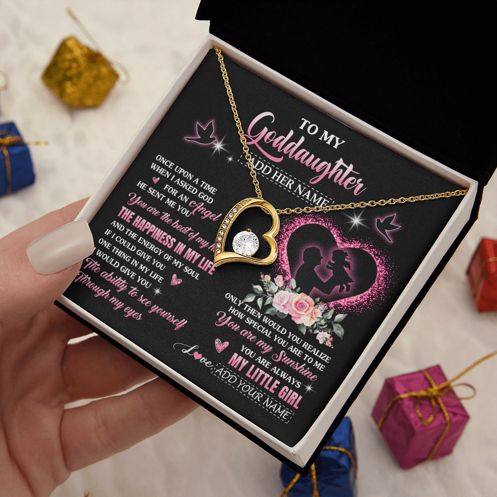 Forever Love Necklace 18K Yellow Gold Finish | 2 | Personalized To My Goddaughter From Godfather Necklace Once Upon A Time Birthday Graduation Gifts For Goddaughter Gifts Christmas Custom Gift Box Message Card | siriusteestore.myshopify