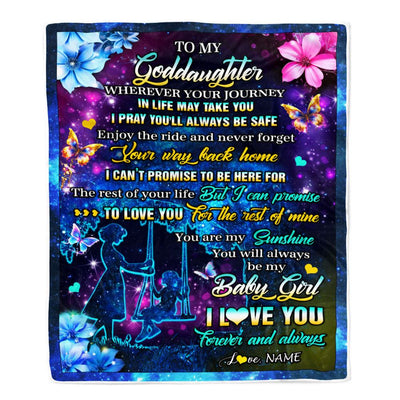 Personalized To My Goddaughter From Godmother Blanket Flower Wherever Your Journey Goddaughter Birthday Gifts Graduation Christmas Customized Fleece Blanket | siriusteestore