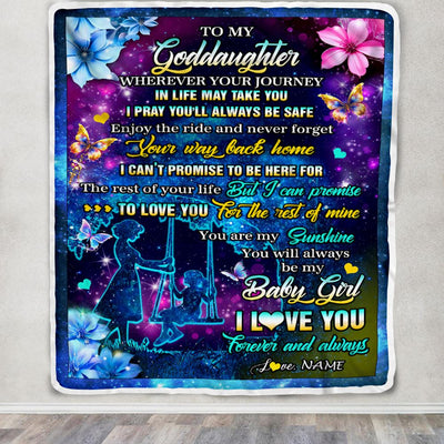 Personalized To My Goddaughter From Godmother Blanket Flower Wherever Your Journey Goddaughter Birthday Gifts Graduation Christmas Customized Fleece Blanket | siriusteestore