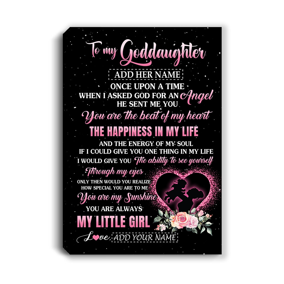 Personalized To My Goddaughter From Godmother Canvas Once Upon A Time Birthday Graduation Gifts For Goddaughter Gifts Christmas Custom Wall Art Print Framed Canvas | siriusteestore