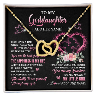 Interlocking Hearts Necklace 18K Yellow Gold Finish | 1 | Personalized To My Goddaughter From Godmother Necklace Once Upon A Time Birthday Graduation Gifts For Goddaughter Gifts Christmas Custom Gift Box Message Card | siriusteestore.myshopify