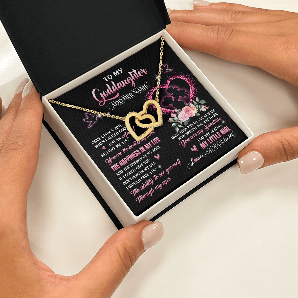 Interlocking Hearts Necklace 18K Yellow Gold Finish | 2 | Personalized To My Goddaughter From Godmother Necklace Once Upon A Time Birthday Graduation Gifts For Goddaughter Gifts Christmas Custom Gift Box Message Card | siriusteestore.myshopify