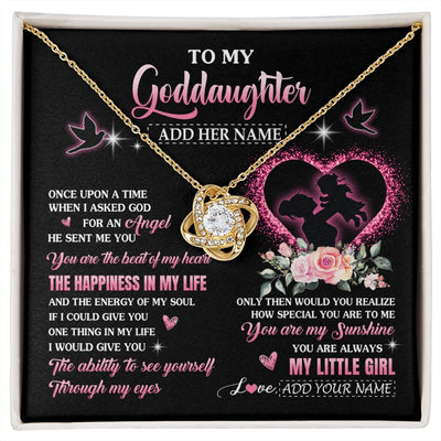 Love Knot Necklace 18K Yellow Gold Finish | 1 | Personalized To My Goddaughter From Godmother Necklace Once Upon A Time Birthday Graduation Gifts For Goddaughter Gifts Christmas Custom Gift Box Message Card | siriusteestore.myshopify