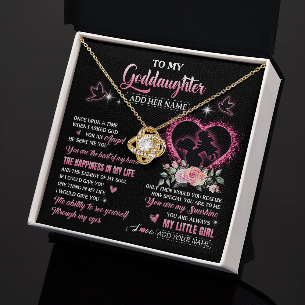 Love Knot Necklace 18K Yellow Gold Finish | 2 | Personalized To My Goddaughter From Godmother Necklace Once Upon A Time Birthday Graduation Gifts For Goddaughter Gifts Christmas Custom Gift Box Message Card | siriusteestore.myshopify