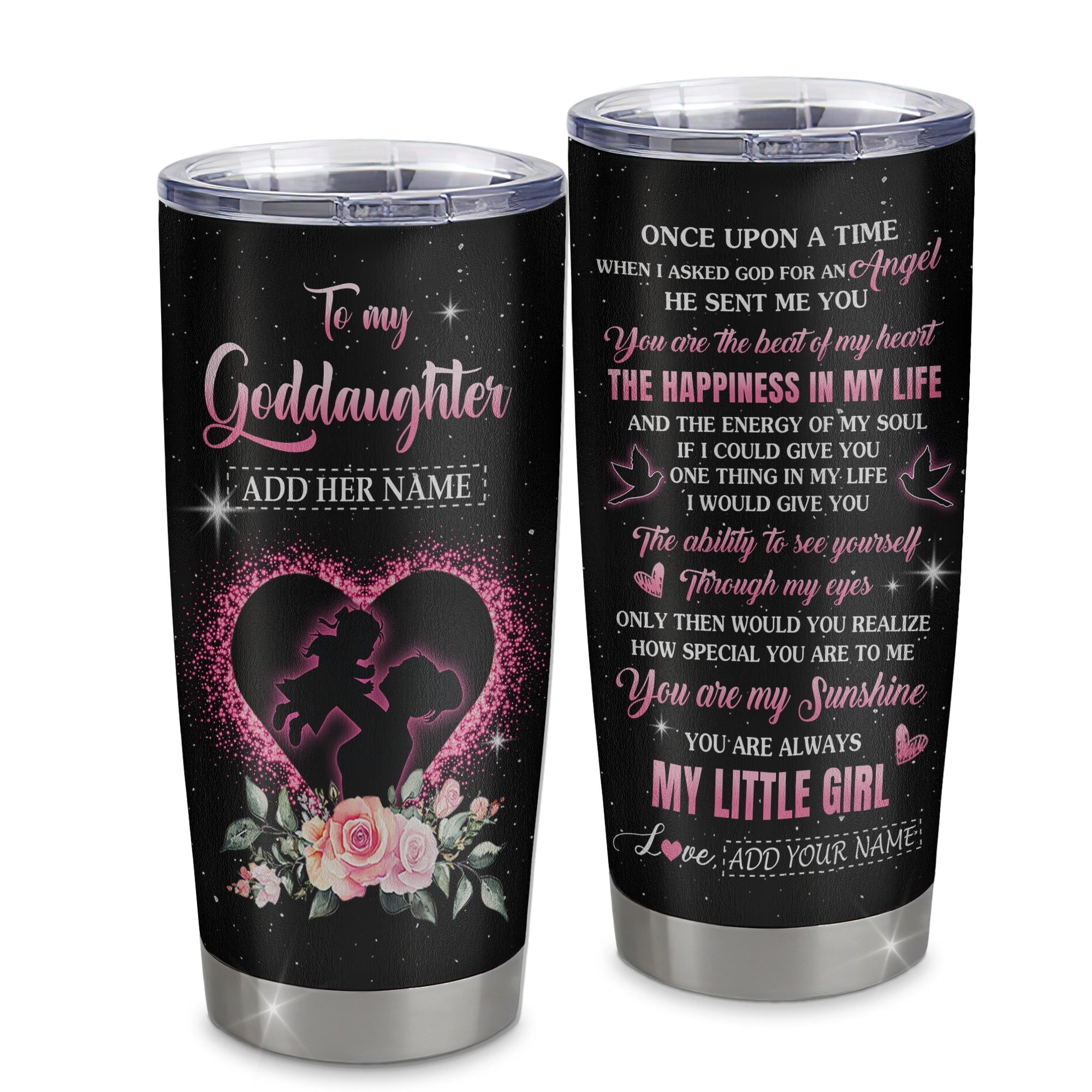 Personalized To My Goddaughter From Godmother Tumbler Once Upon A Time Birthday Graduation Gifts For Goddaughter Gifts Christmas Custom Stainless Steel Cup Travel Mug | siriusteestore