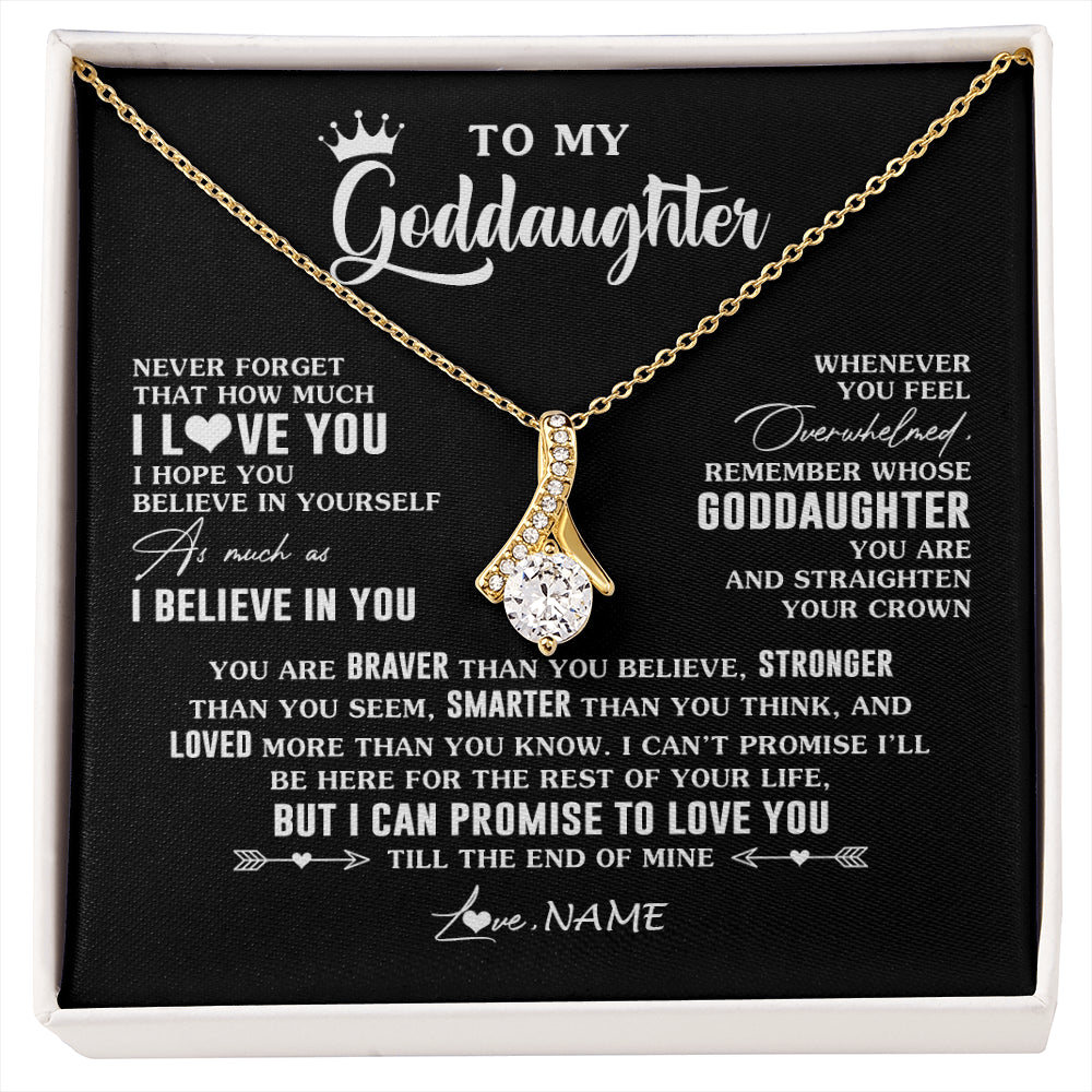 Alluring Beauty Necklace 18K Yellow Gold Finish | 1 | Personalized To My Goddaughter Gifs From Godmother Necklace How Much I Love You Goddaughter Birthday Graduation Christmas Customized Gift Box Message Card | siriusteestore