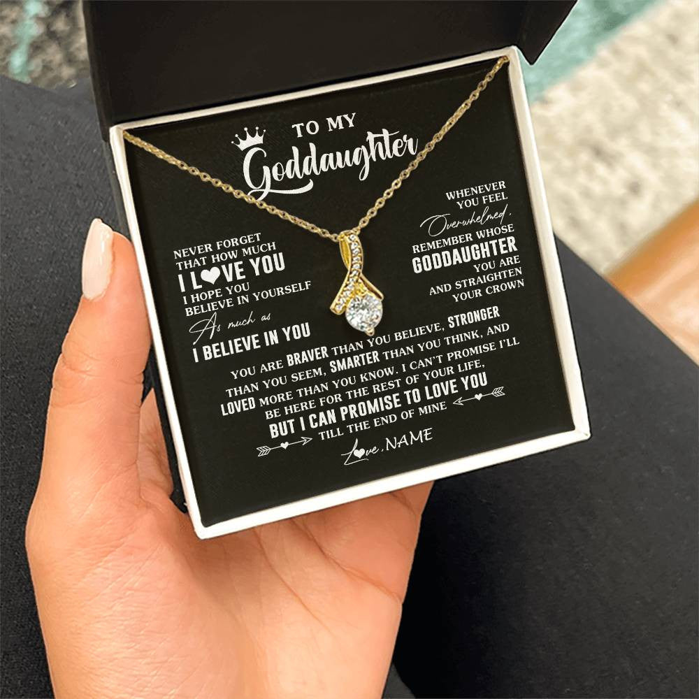 Alluring Beauty Necklace 18K Yellow Gold Finish | 2 | Personalized To My Goddaughter Gifs From Godmother Necklace How Much I Love You Goddaughter Birthday Graduation Christmas Customized Gift Box Message Card | siriusteestore