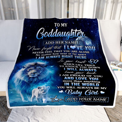 Personalized To My Goddaughter Gift Blanket From Godfather Never Feel That You Are Alone Lion Goddaughter Birthday Graduation Christmas Fleece Throw Blanket | siriusteestore