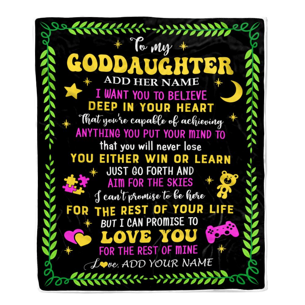 Personalized To My Goddaughter Gift Blanket From Godmother Uncle Letter Sleep Cute Goddaughter Birthday Idea Graduation Christmas Customized Fleece Throw Blanket | siriusteestore