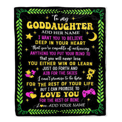 Personalized To My Goddaughter Gift Blanket From Godmother Uncle Letter Sleep Cute Goddaughter Birthday Idea Graduation Christmas Customized Fleece Throw Blanket | siriusteestore