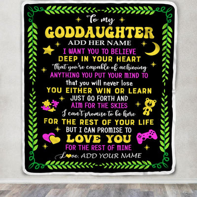 Personalized To My Goddaughter Gift Blanket From Godmother Uncle Letter Sleep Cute Goddaughter Birthday Idea Graduation Christmas Customized Fleece Throw Blanket | siriusteestore
