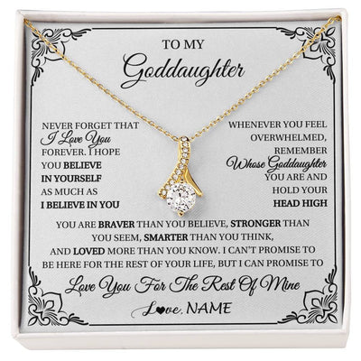 Alluring Beauty Necklace 18K Yellow Gold Finish | 1 | Personalized To My Goddaughter Gift Necklace From Godmother Uncle I Love You Believe In You Goddaughter Birthday Christmas Customized Gift Box Message Card | siriusteestore