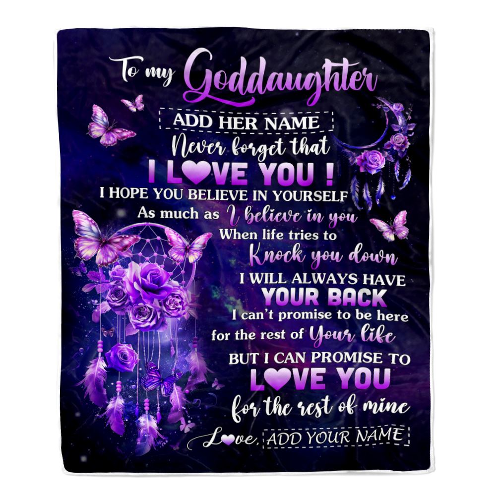Personalized To My Goddaughter Gifts Blanket From Aunt Floral Butterfly Love You Goddaughter Birthday Gifts Graduation Christmas Customized Fleece Blanket | siriusteestore