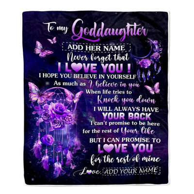 Personalized To My Goddaughter Gifts Blanket From Aunt Floral Butterfly Love You Goddaughter Birthday Gifts Graduation Christmas Customized Fleece Blanket | siriusteestore