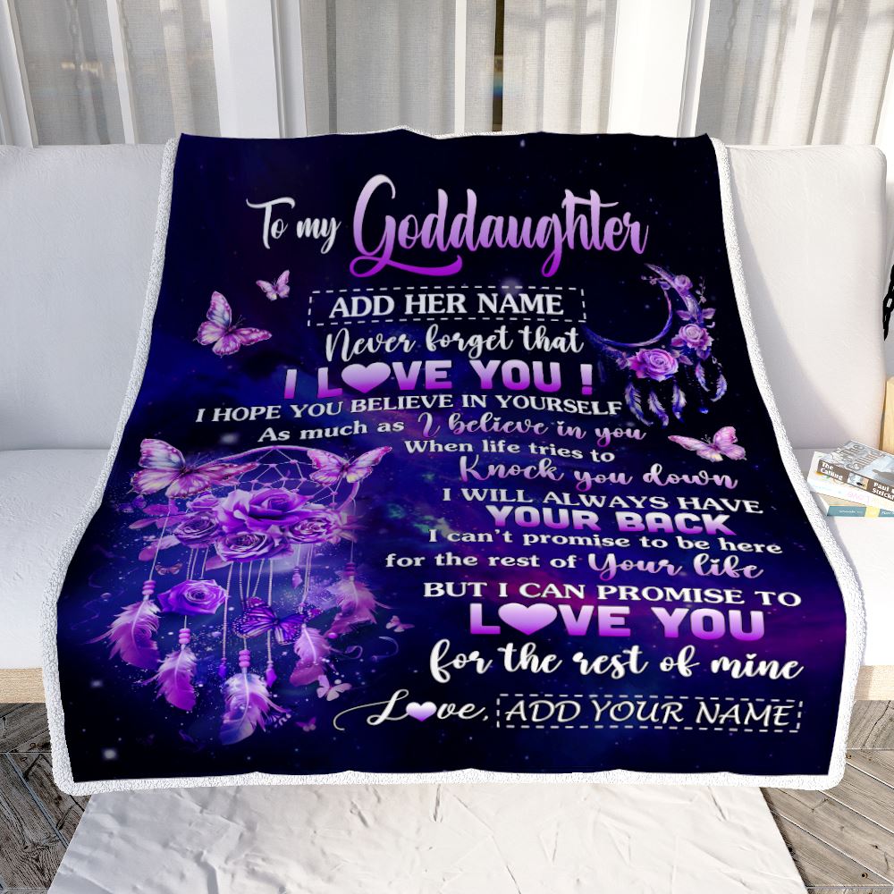 Personalized To My Goddaughter Gifts Blanket From Aunt Floral Butterfly Love You Goddaughter Birthday Gifts Graduation Christmas Customized Fleece Blanket | siriusteestore