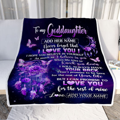 Personalized To My Goddaughter Gifts Blanket From Aunt Floral Butterfly Love You Goddaughter Birthday Gifts Graduation Christmas Customized Fleece Blanket | siriusteestore