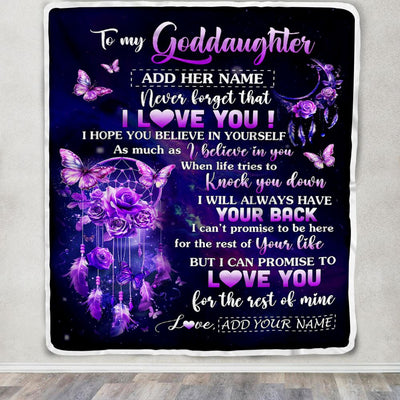 Personalized To My Goddaughter Gifts Blanket From Aunt Floral Butterfly Love You Goddaughter Birthday Gifts Graduation Christmas Customized Fleece Blanket | siriusteestore