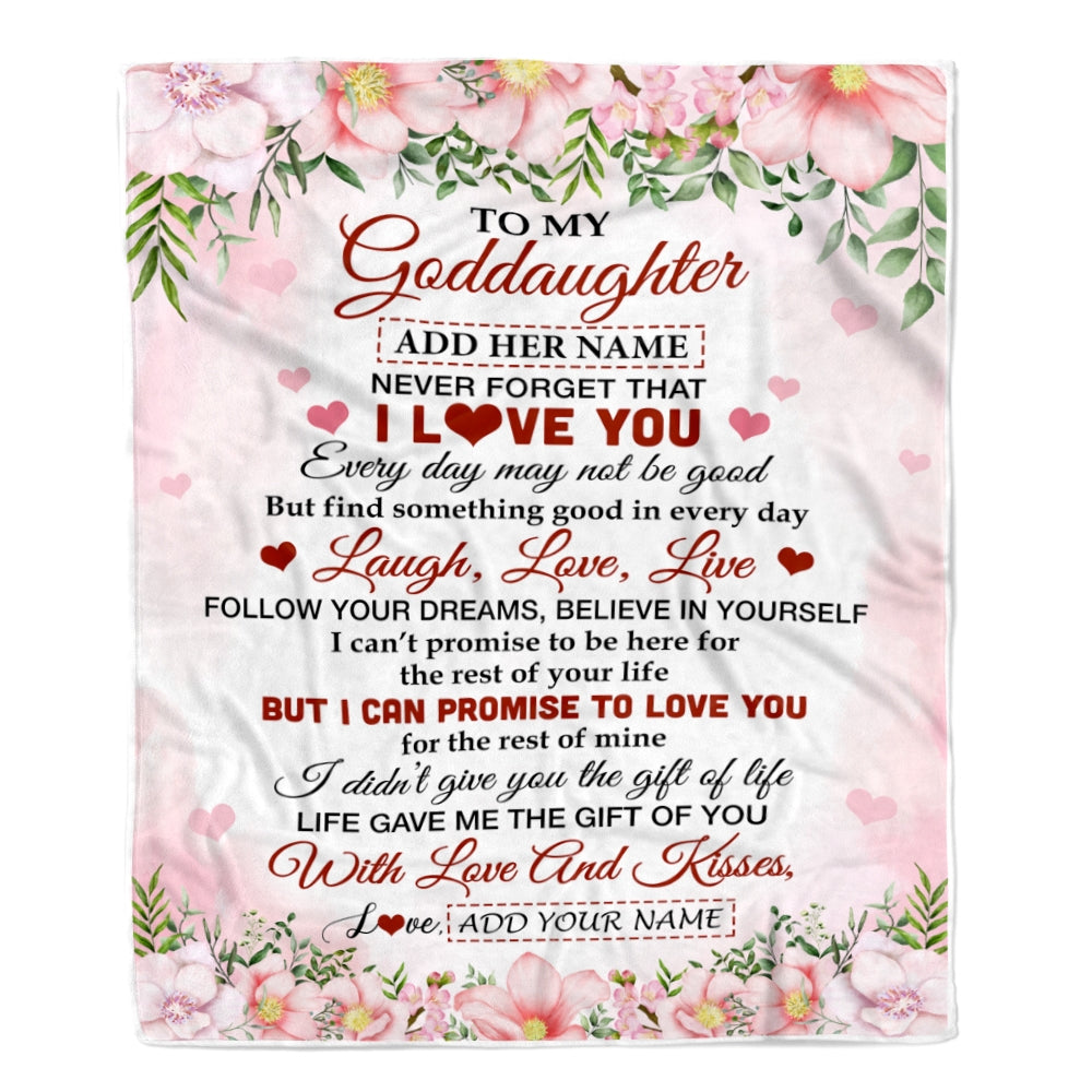 Personalized To My Goddaughter Gifts Blanket From Aunt Floral I Love You Birthday Gifts For Goddaughter Graduation Christmas Customized Fleece Throw Blanket | siriusteestore