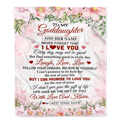 Personalized To My Goddaughter Gifts Blanket From Aunt Floral I Love You Birthday Gifts For Goddaughter Graduation Christmas Customized Fleece Throw Blanket | siriusteestore