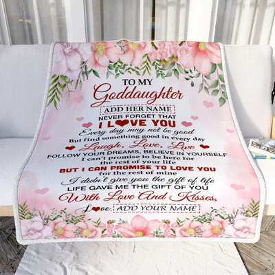 Personalized To My Goddaughter Gifts Blanket From Aunt Floral I Love You Birthday Gifts For Goddaughter Graduation Christmas Customized Fleece Throw Blanket | siriusteestore