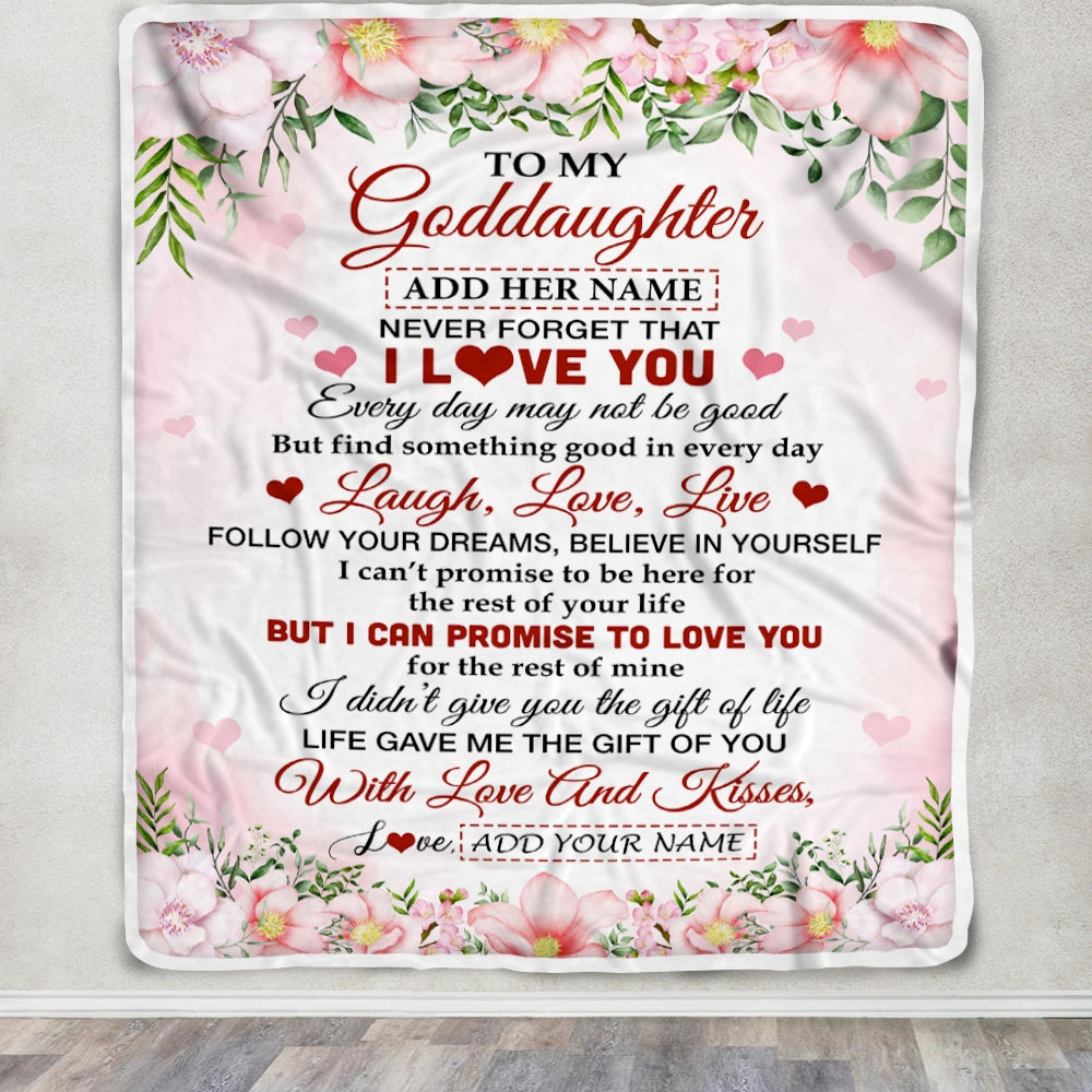 Personalized To My Goddaughter Gifts Blanket From Aunt Floral I Love You Birthday Gifts For Goddaughter Graduation Christmas Customized Fleece Throw Blanket | siriusteestore