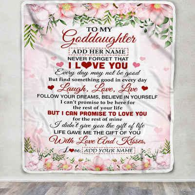 Personalized To My Goddaughter Gifts Blanket From Aunt Floral I Love You Birthday Gifts For Goddaughter Graduation Christmas Customized Fleece Throw Blanket | siriusteestore