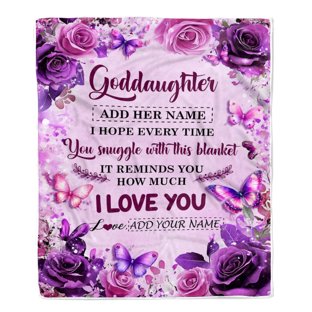 Personalized To My Goddaughter Gifts Blanket From Aunt Purple Floral Birthday Gifts For Goddaughter Graduation Christmas Custom Fleece Throw Blanket | siriusteestore