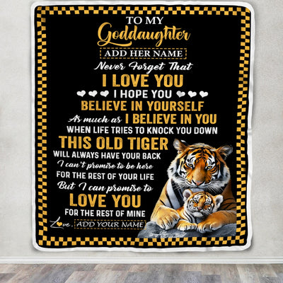 Personalized To My Goddaughter Gifts Blanket From Aunt Uncle This Old Tiger Love You Goddaughter Birthday Gifts Graduation Christmas Customized Fleece Blanket | siriusteestore