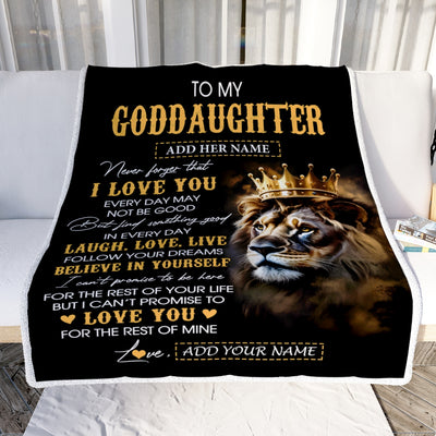 Personalized To My Goddaughter Gifts Blanket From Godfather Aunt Laugh Love Live Lion Goddaughter Happy Birthday Gifts Graduation Christmas Fleece Blanket | siriusteestore
