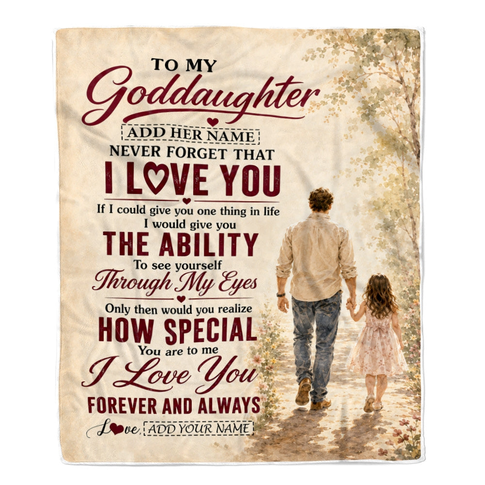 Personalized To My Goddaughter Gifts Blanket From Godfather Goddaughter Holding Hands Letter Birthday Gift Christmas Customized Bed Fleece Throw Blanket | siriusteestore
