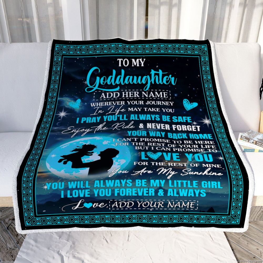Personalized To My Goddaughter Gifts Blanket From Godfather Promise To Love You Gifts For Goddaughter Birthday Graduation Christmas Custom Fleece Blanket | siriusteestore