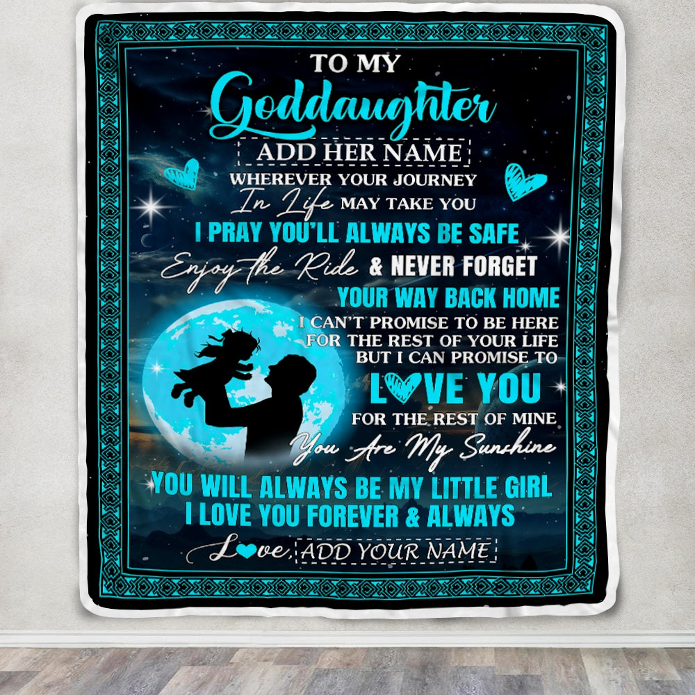 Personalized To My Goddaughter Gifts Blanket From Godfather Promise To Love You Gifts For Goddaughter Birthday Graduation Christmas Custom Fleece Blanket | siriusteestore