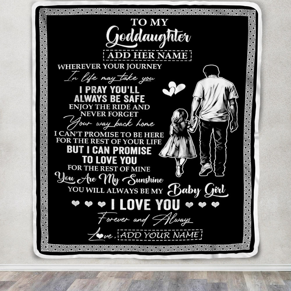 Personalized To My Goddaughter Gifts Blanket From Godfather Wherever Your Journey In Life Goddad Goddaughter Birthday Gifts Christmas Customized Fleece Blanket | siriusteestore