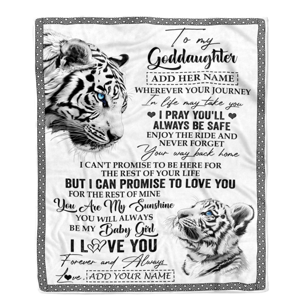 Personalized To My Goddaughter Gifts Blanket From Godmom Wherever Your Journey In Life White Tier Goddaughter Birthday Gifts Christmas Custom Fleece Blanket | siriusteestore
