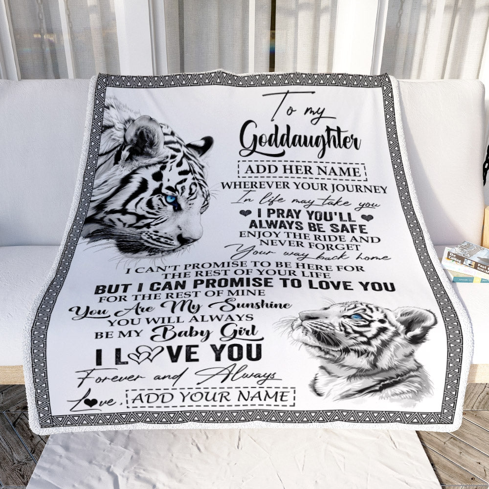 Personalized To My Goddaughter Gifts Blanket From Godmom Wherever Your Journey In Life White Tier Goddaughter Birthday Gifts Christmas Custom Fleece Blanket | siriusteestore