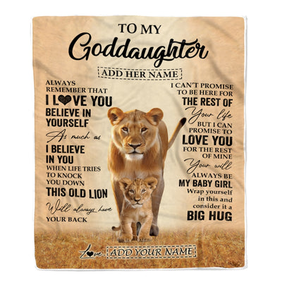 Personalized To My Goddaughter Gifts Blanket From Godmother Aunt Always Remember Lion Gifts For Goddaughter Birthday Graduation Christmas Fleece Blanket | siriusteestore
