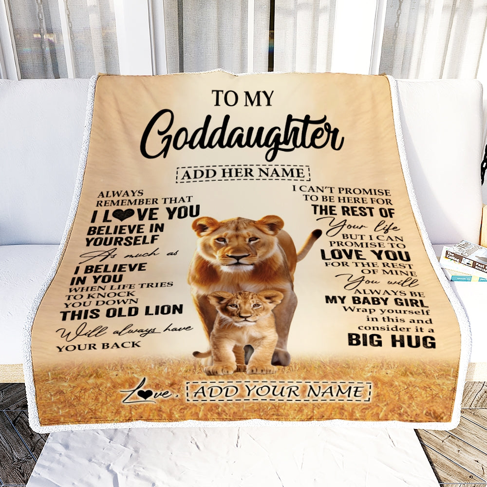 Personalized To My Goddaughter Gifts Blanket From Godmother Aunt Always Remember Lion Gifts For Goddaughter Birthday Graduation Christmas Fleece Blanket | siriusteestore