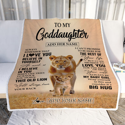 Personalized To My Goddaughter Gifts Blanket From Godmother Aunt Always Remember Lion Gifts For Goddaughter Birthday Graduation Christmas Fleece Blanket | siriusteestore