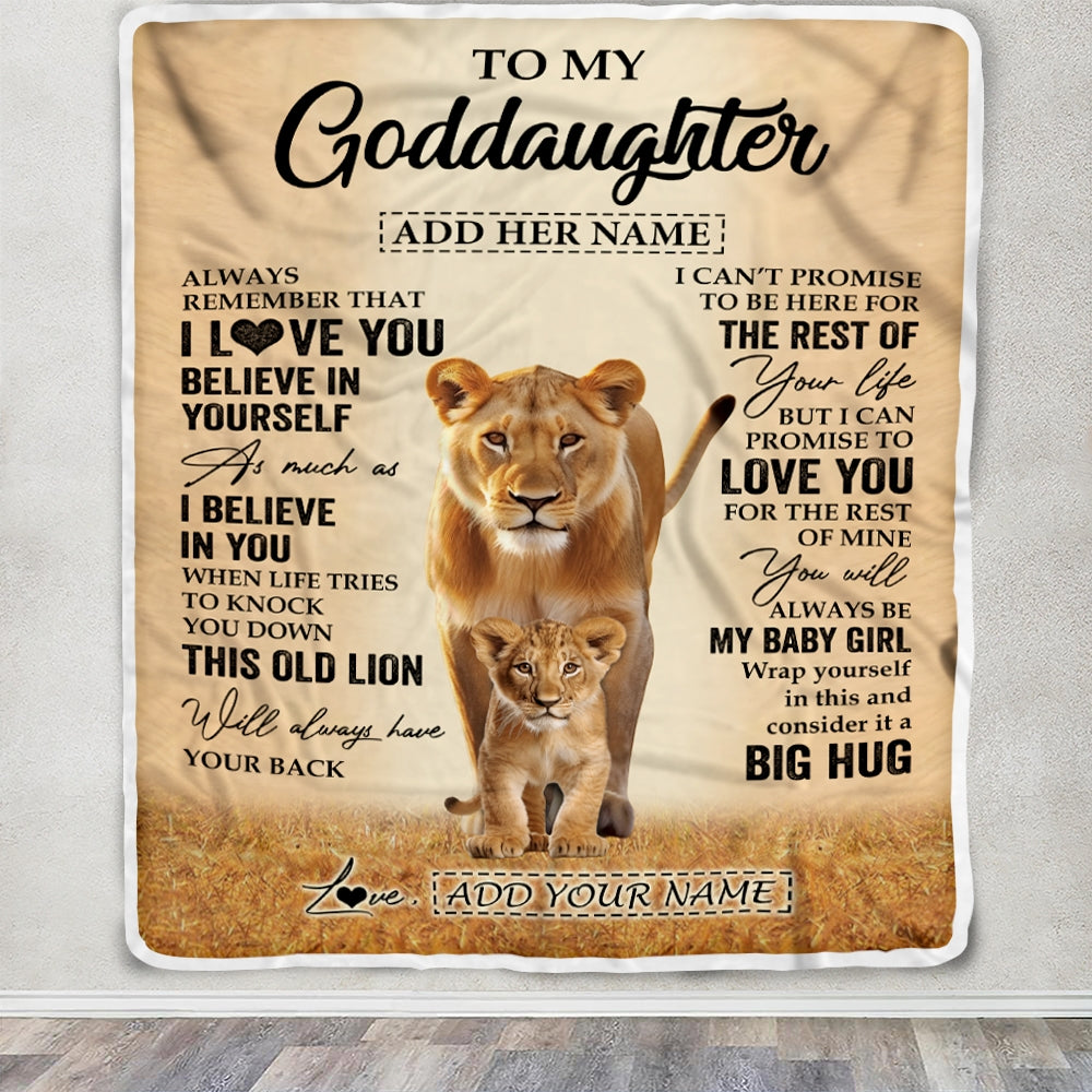 Personalized To My Goddaughter Gifts Blanket From Godmother Aunt Always Remember Lion Gifts For Goddaughter Birthday Graduation Christmas Fleece Blanket | siriusteestore