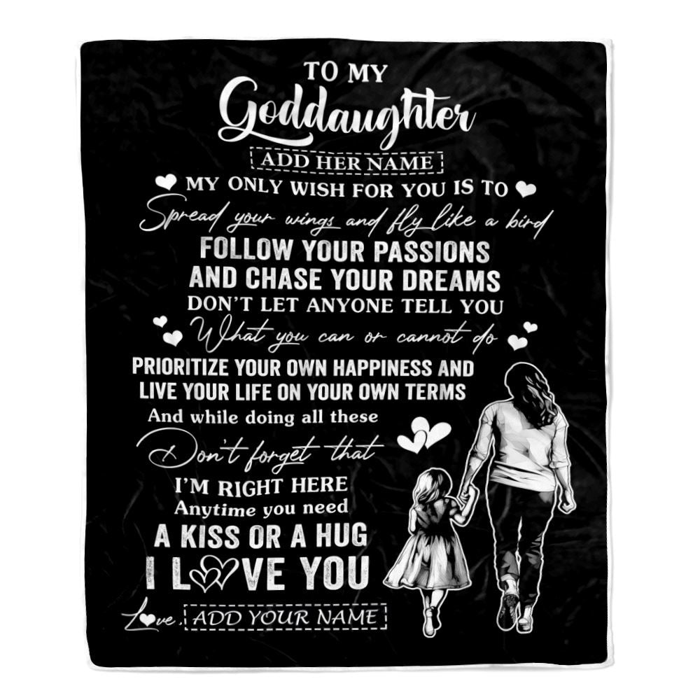 Personalized To My Goddaughter Gifts Blanket From Godmother Aunt My Only Wish For You Goddaughter Birthday Gifts Graduation Christmas Fleece Throw Blanket | siriusteestore