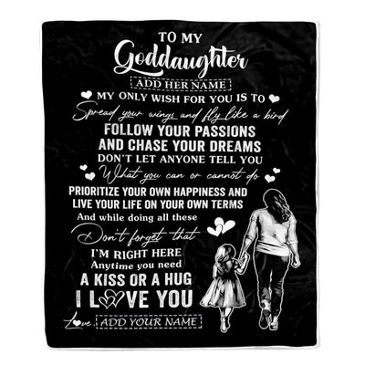 Personalized To My Goddaughter Gifts Blanket From Godmother Aunt My Only Wish For You Goddaughter Birthday Gifts Graduation Christmas Fleece Throw Blanket | siriusteestore