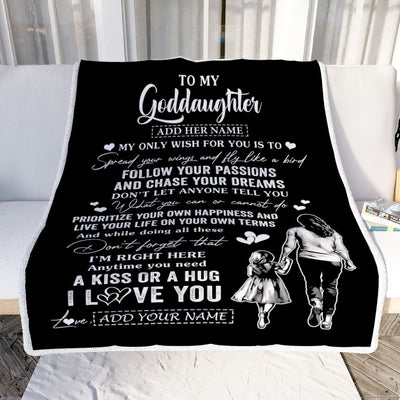 Personalized To My Goddaughter Gifts Blanket From Godmother Aunt My Only Wish For You Goddaughter Birthday Gifts Graduation Christmas Fleece Throw Blanket | siriusteestore