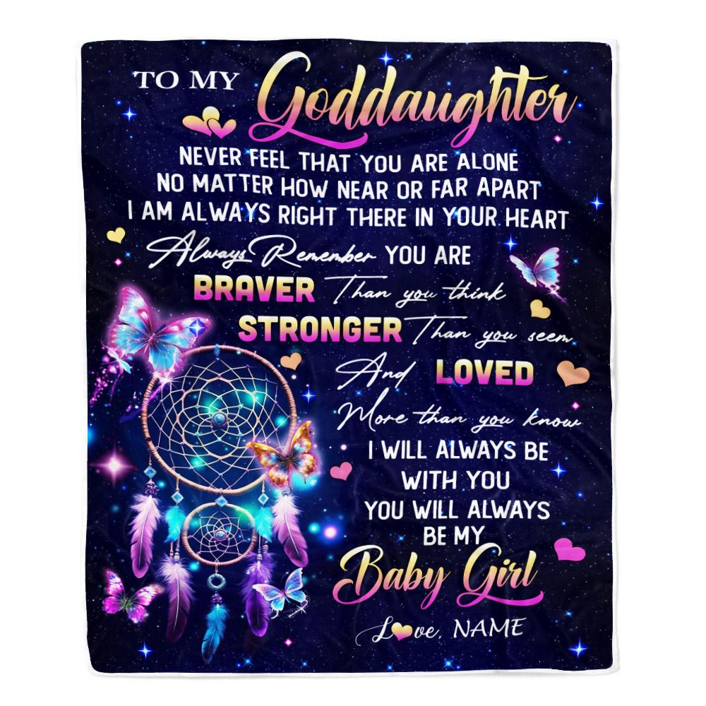 Personalized To My Goddaughter Gifts Blanket From Godmother Dream Catcher Butterfly Girl Goddaughter Birthday Graduation Christmas Customized Fleece Blanket | siriusteestore
