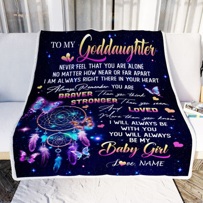 Personalized To My Goddaughter Gifts Blanket From Godmother Dream Catcher Butterfly Girl Goddaughter Birthday Graduation Christmas Customized Fleece Blanket | siriusteestore